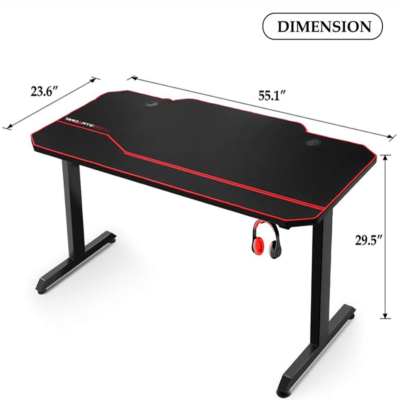 GTRACING 55" Gaming Desk  Ergonomic PC Computer Racing Style with Free Mouse Pad, T-Shaped Office Desk, Gamer Tables Pro Workstation with Headphone Hook