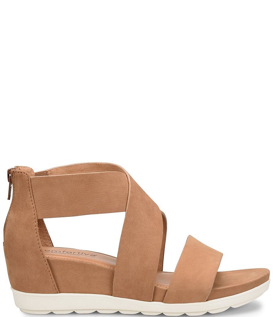 Comfortiva Pacifica Nubuck Criss-Cross Strap Sporty Wedge Sandals