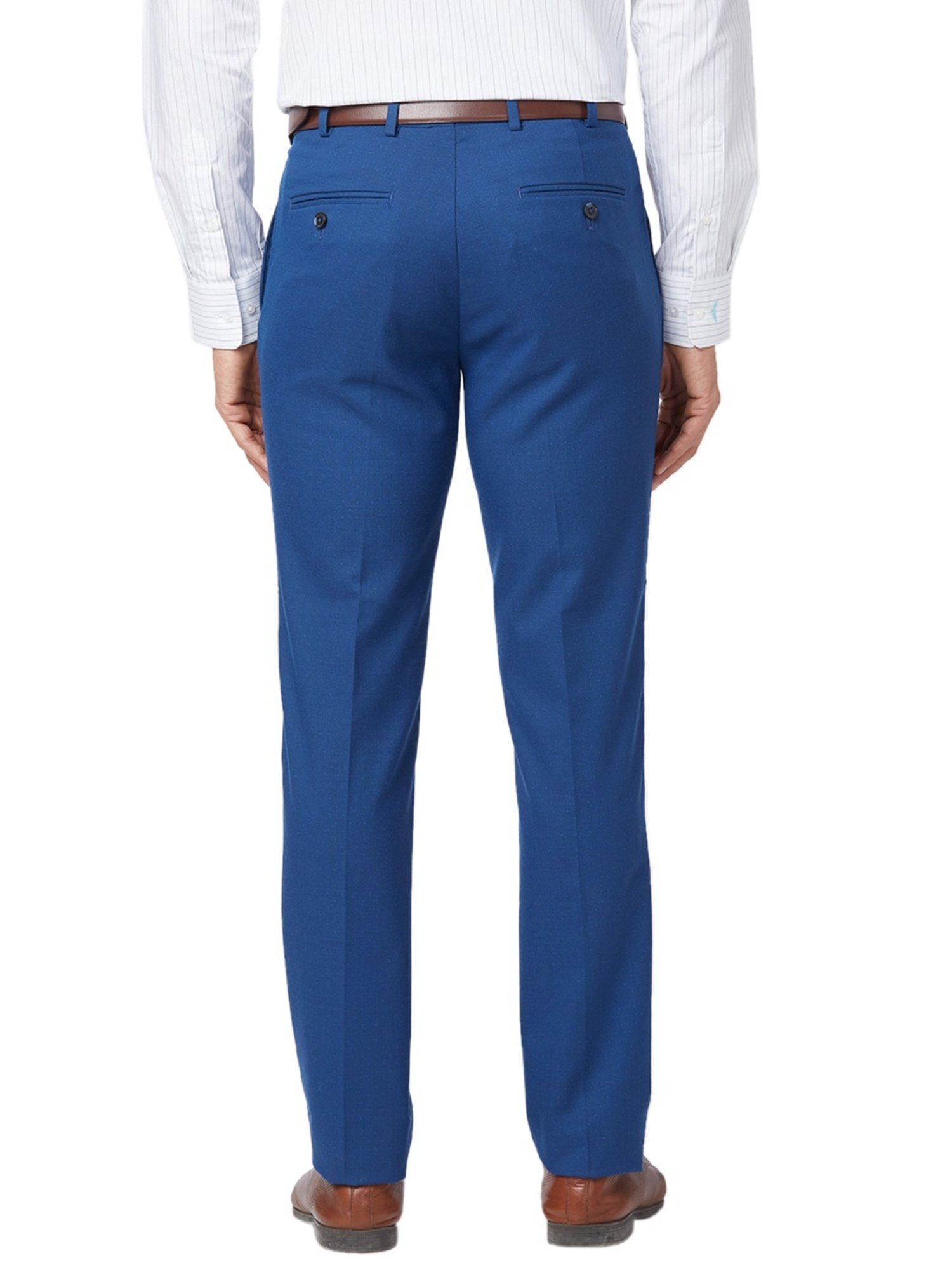 Park Avenue Blue Classic Fit Texture Trousers