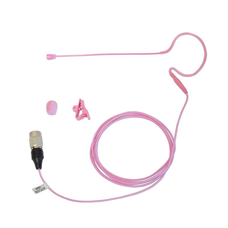 AVL630PKH4P Pink Headset Microphone wHiroshi 4 Pin for Audio Technica Wireless Microphone System