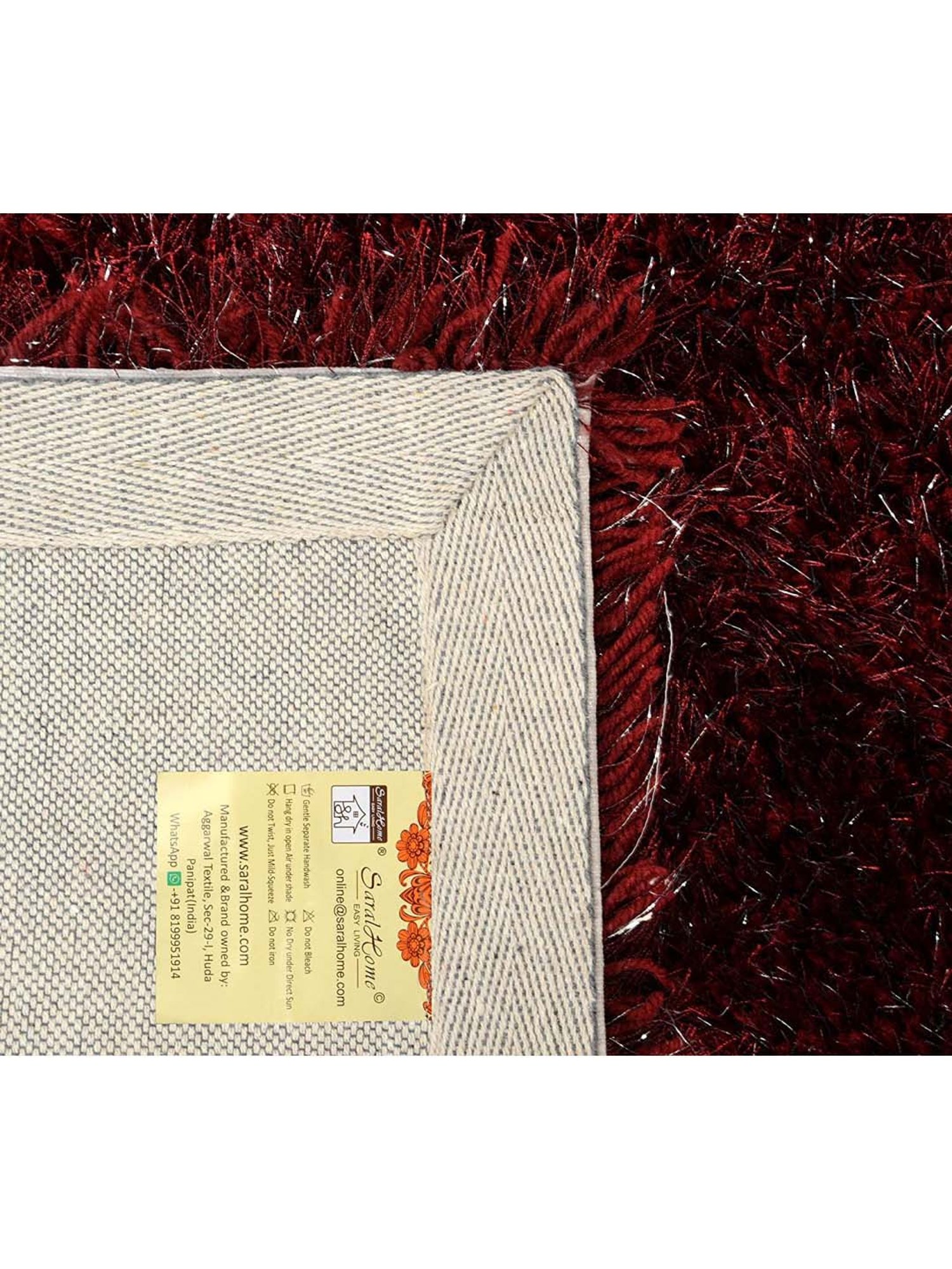 Saral Home Modern Maroon Polyester Carpet - Set of 1
