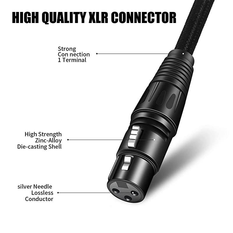 USB Microphone Cable 10Ft  USB Male to XLR Female Cable Connector Cords Adapter for Microphones or Recording 24K GoldPlated USB Connector Black Tweed Woven Jacket