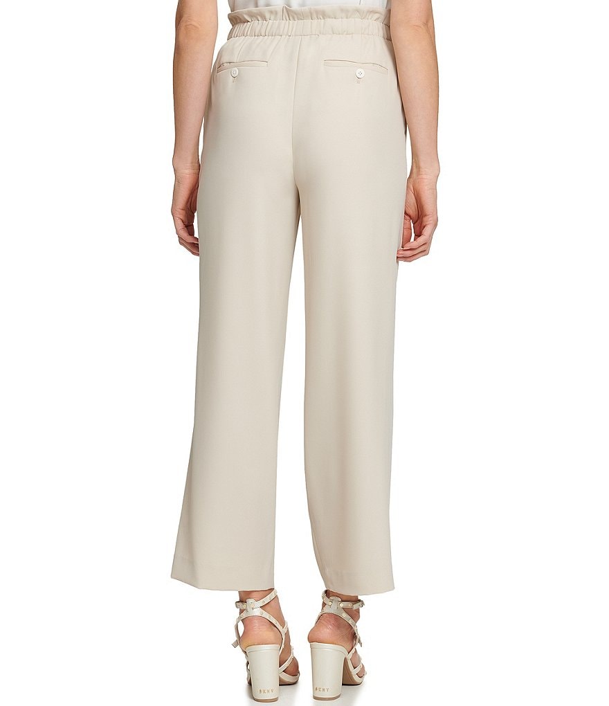 DKNY Belted Pleated Front Paperbag Waist Ankle Pants