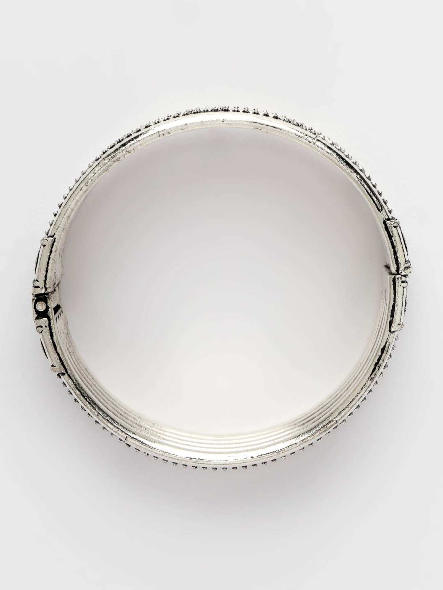 NVR Silver-Toned German Silver Oxidized Kada Bangle for Women