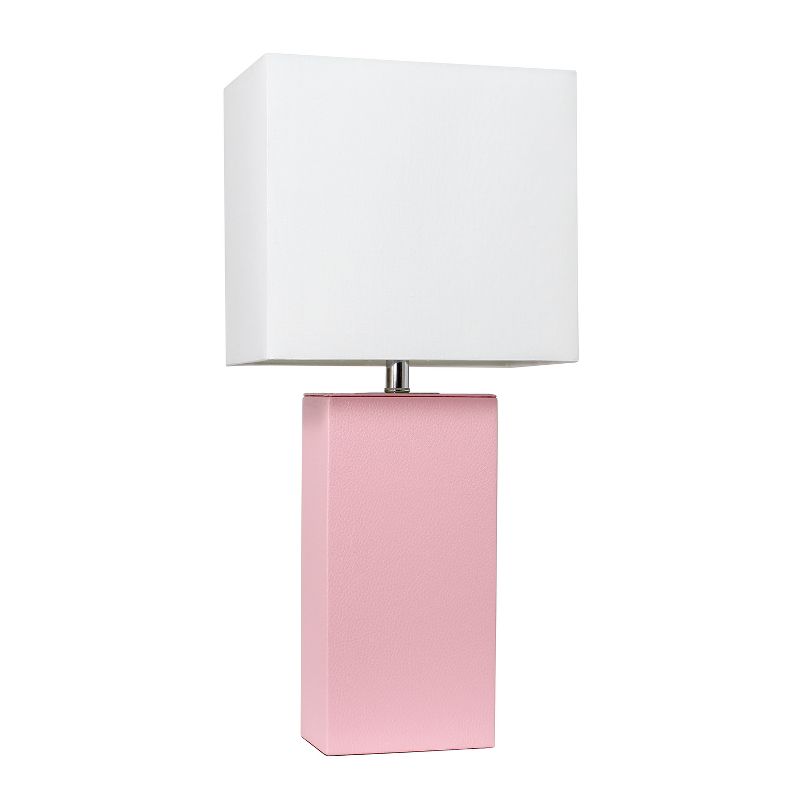 21" Monaco Avenue Modern Leather Table Lamp Pink - Elegant Designs