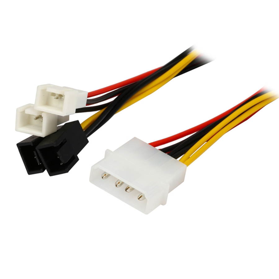 4-pin Molex LP4 to 3-pin TX3 Multi-Fan Power Adapter Converter Cable, 2x5V/2x12V Male to Male