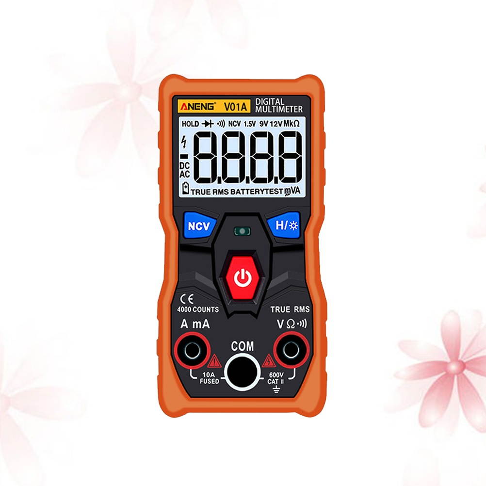 High Accuracy Meter Digital Multimeter Ampere Resistance Meter Voltage Tester with Crocodile Clips (Orange)