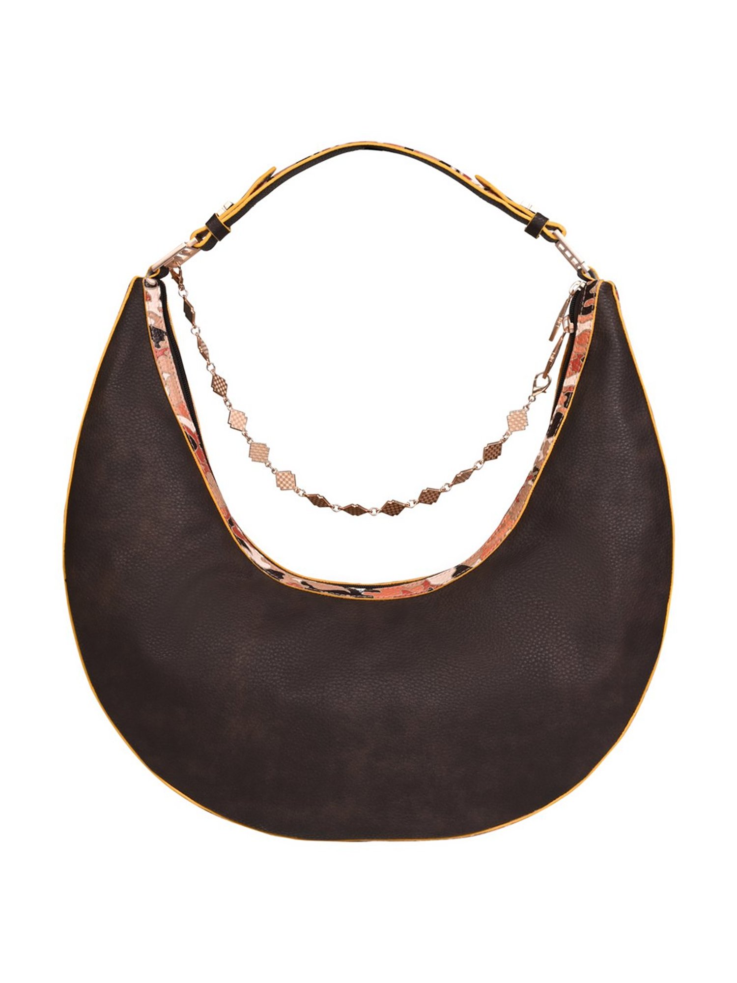 Eume Cinnamon Choco Brown Camo Vegan Leather Hobo Shoulder Bag