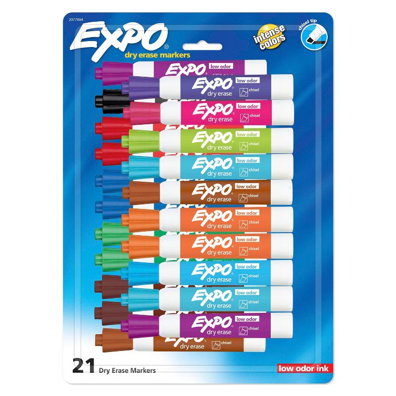 21pk Dry Erase Marker Chisel Tip Multicolor - Expo