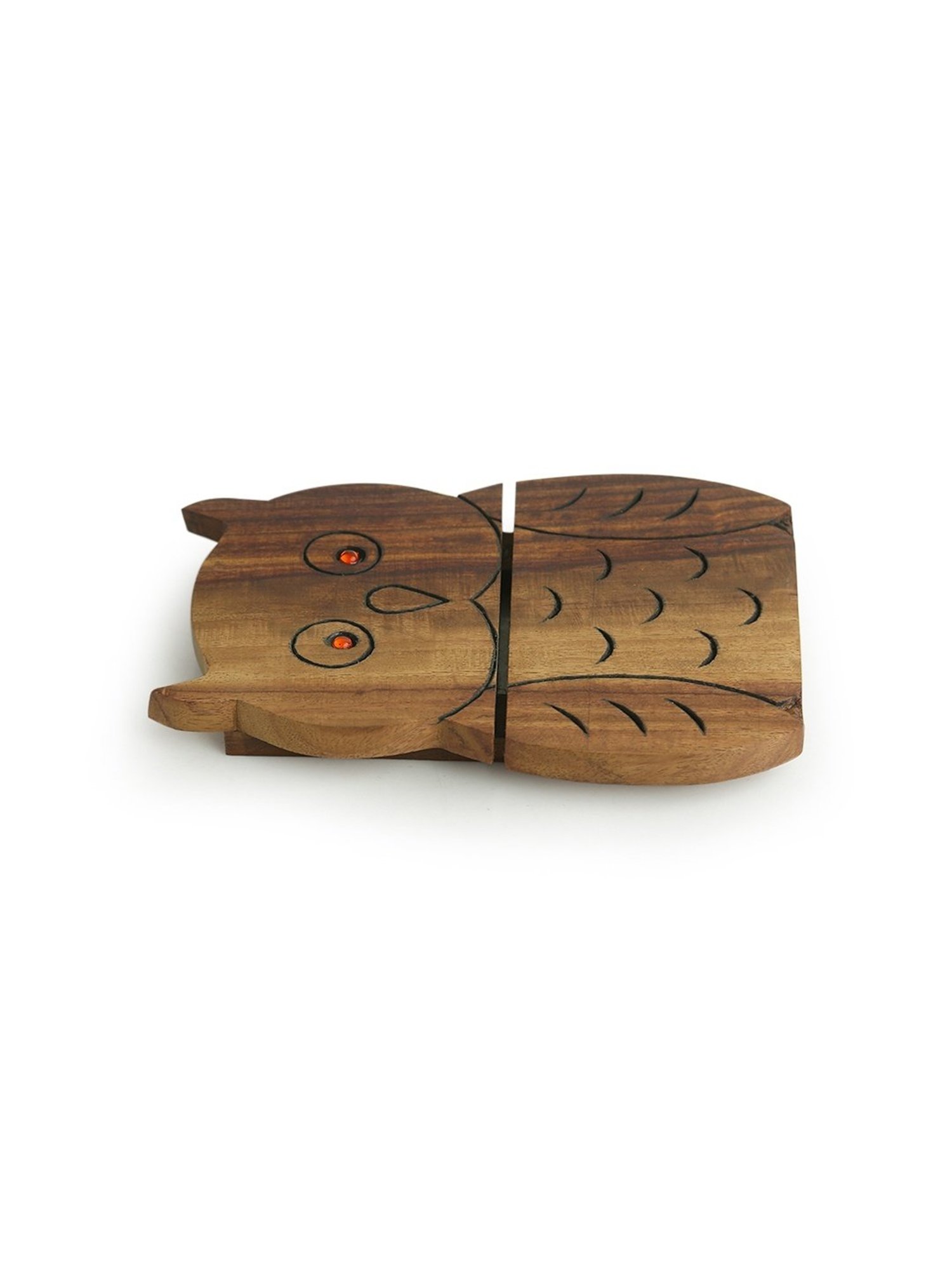 ExclusiveLane 'A Happy-Go-Lucky Owl' Hand Carved Trivet In Sheesham Wood