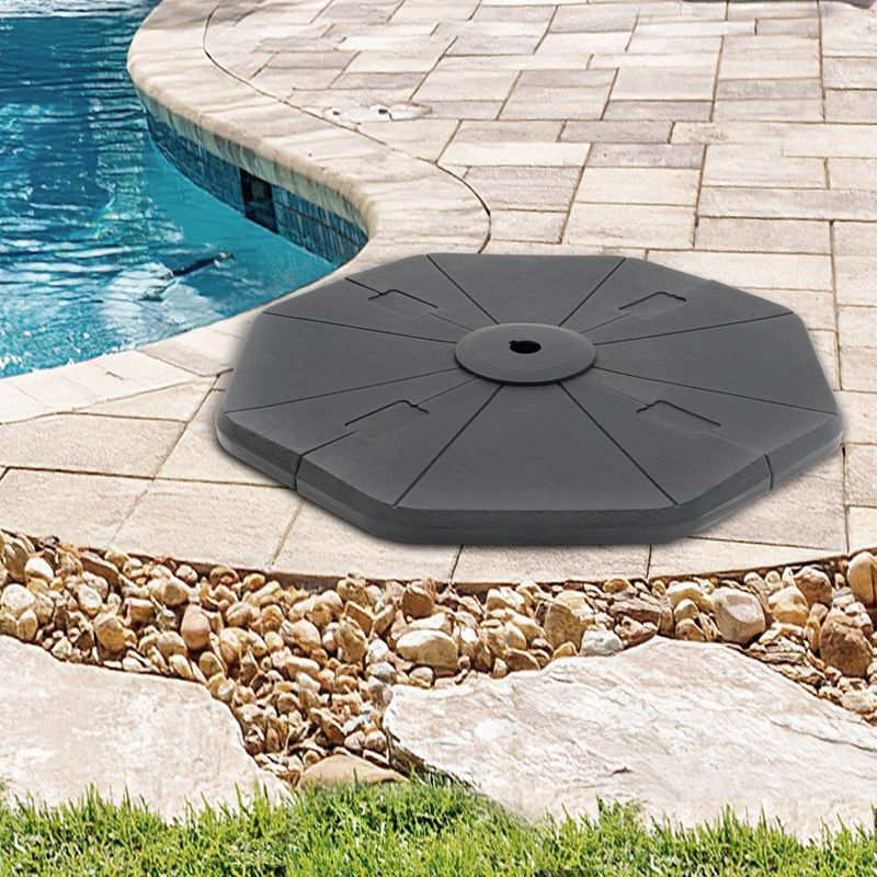 120lbs & 4-piece Heavy Duty Fillable Cantilever and Offset Umbrella Weighted Base Black - Crestlive Products