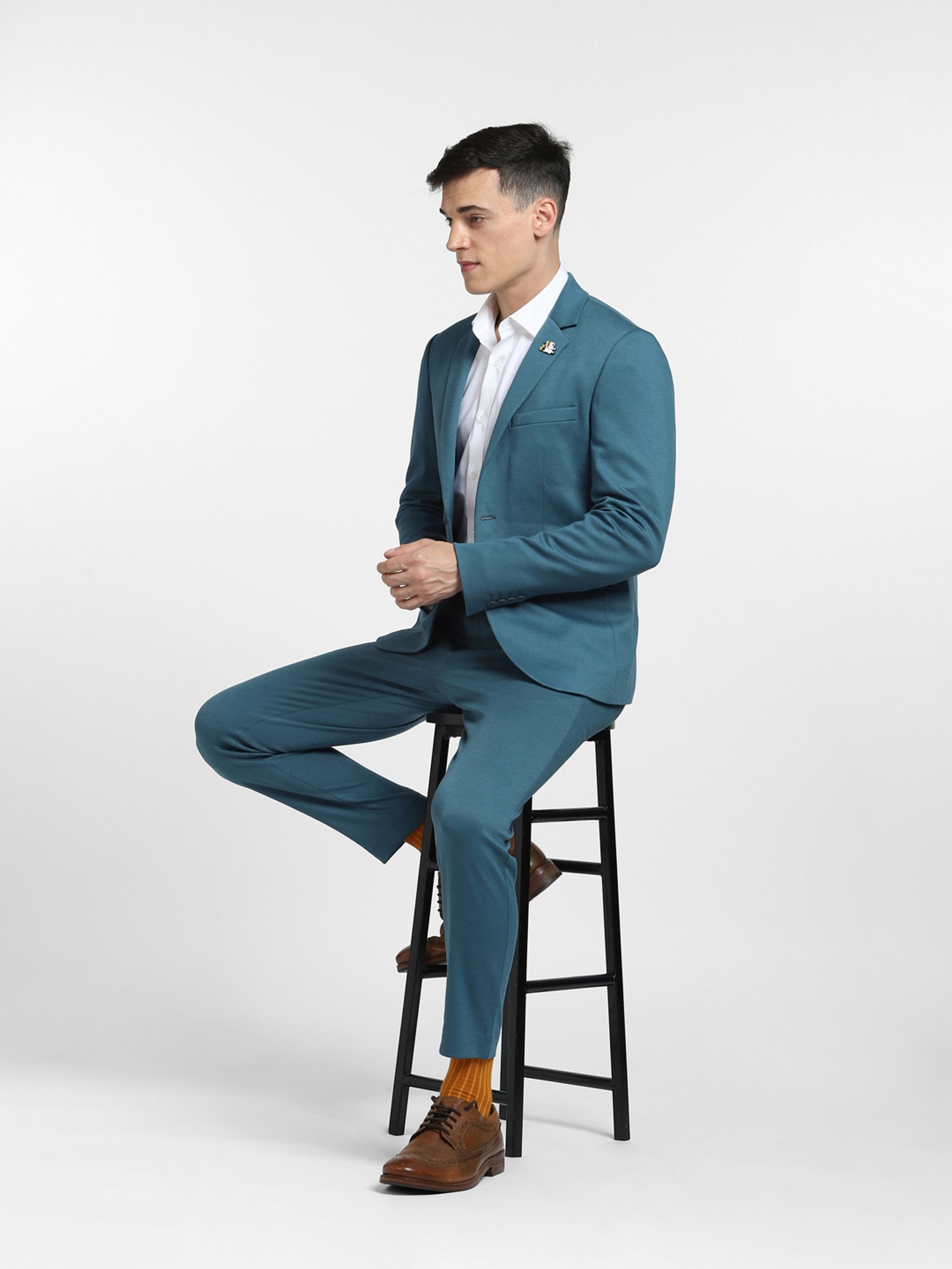 Jack & Jones Teal Slim Fit Flat Front Trousers