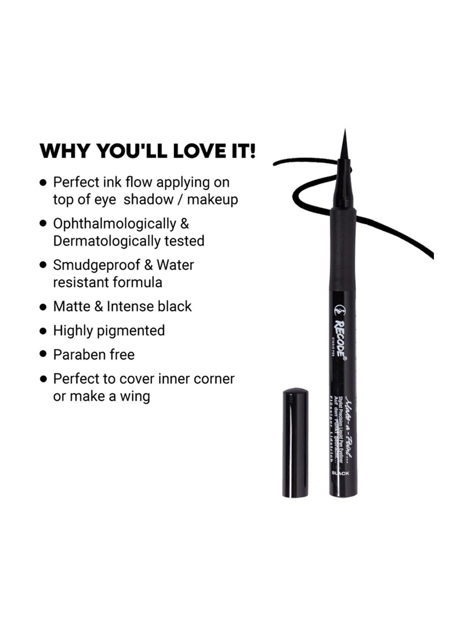 Recode Make-a-Point Sketch Pen Eyeliner Black - 1.2 ml