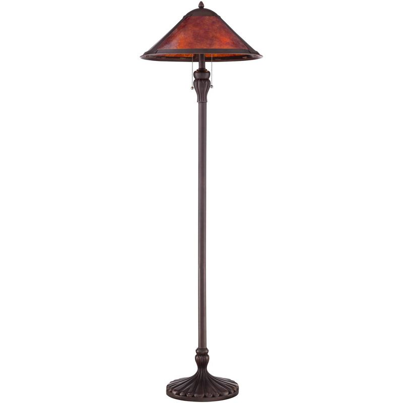 Regency Hill Mission Floor Lamp Rustic Bronze Natural Mica Shade for Living Room Reading Bedroom Office
