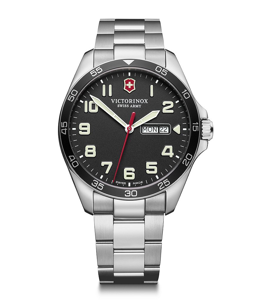 Victorinox Swiss Army Field Force Stainless Steel Black Dial Bracelet Watch