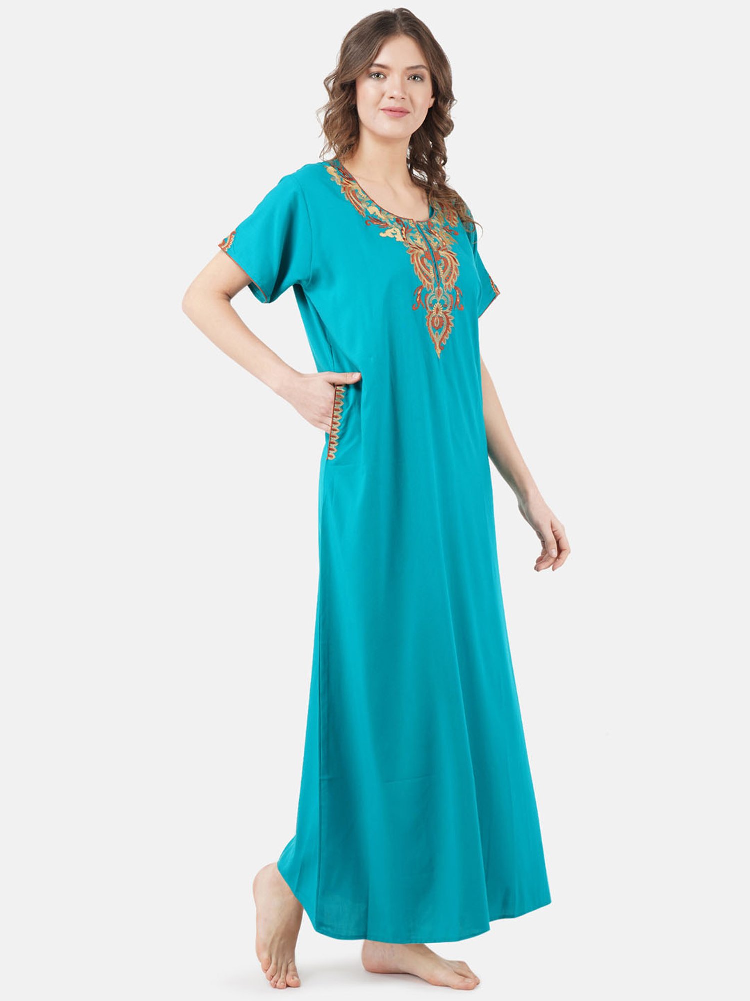 KOI SLEEPWEAR Blue Embroidered Nighty