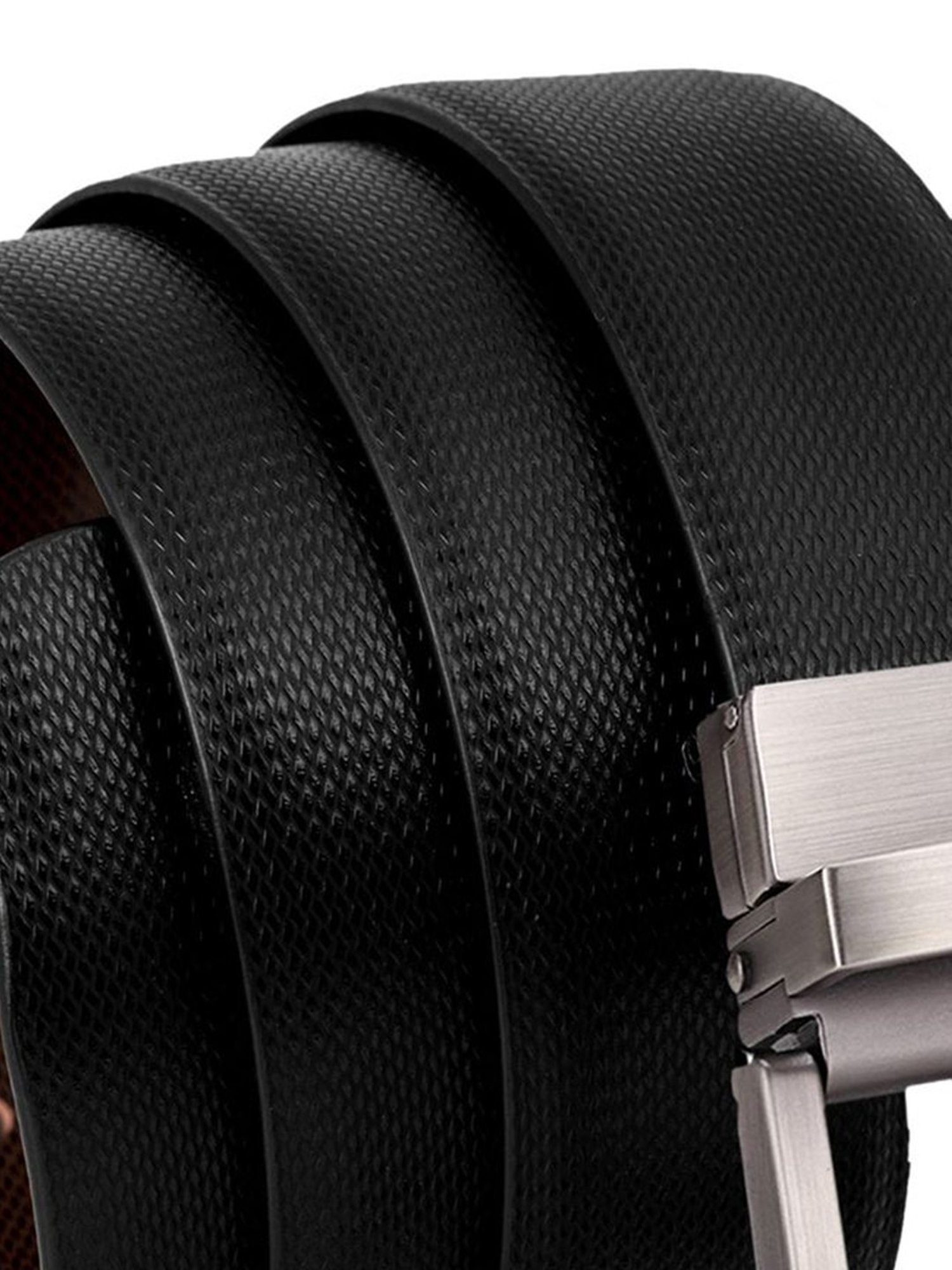 Scharf Black Leather Reversible Belt for Men