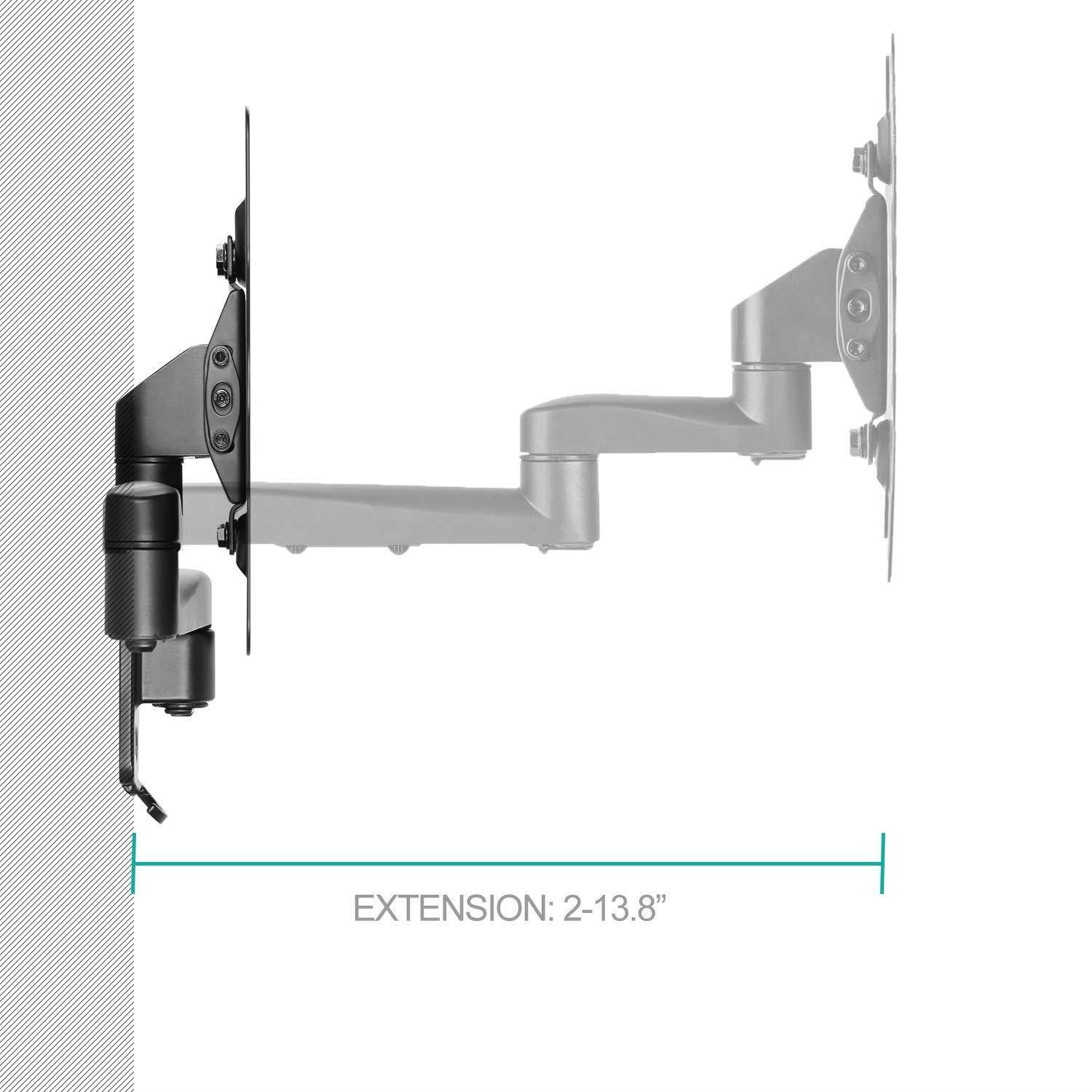 WALI TV Wall Mount Bracket Articulating Full Motion Detachable Arm for Most 23-42 inch LED, LCD Flat Screen Display, up to 44lbs (1342LM), Black