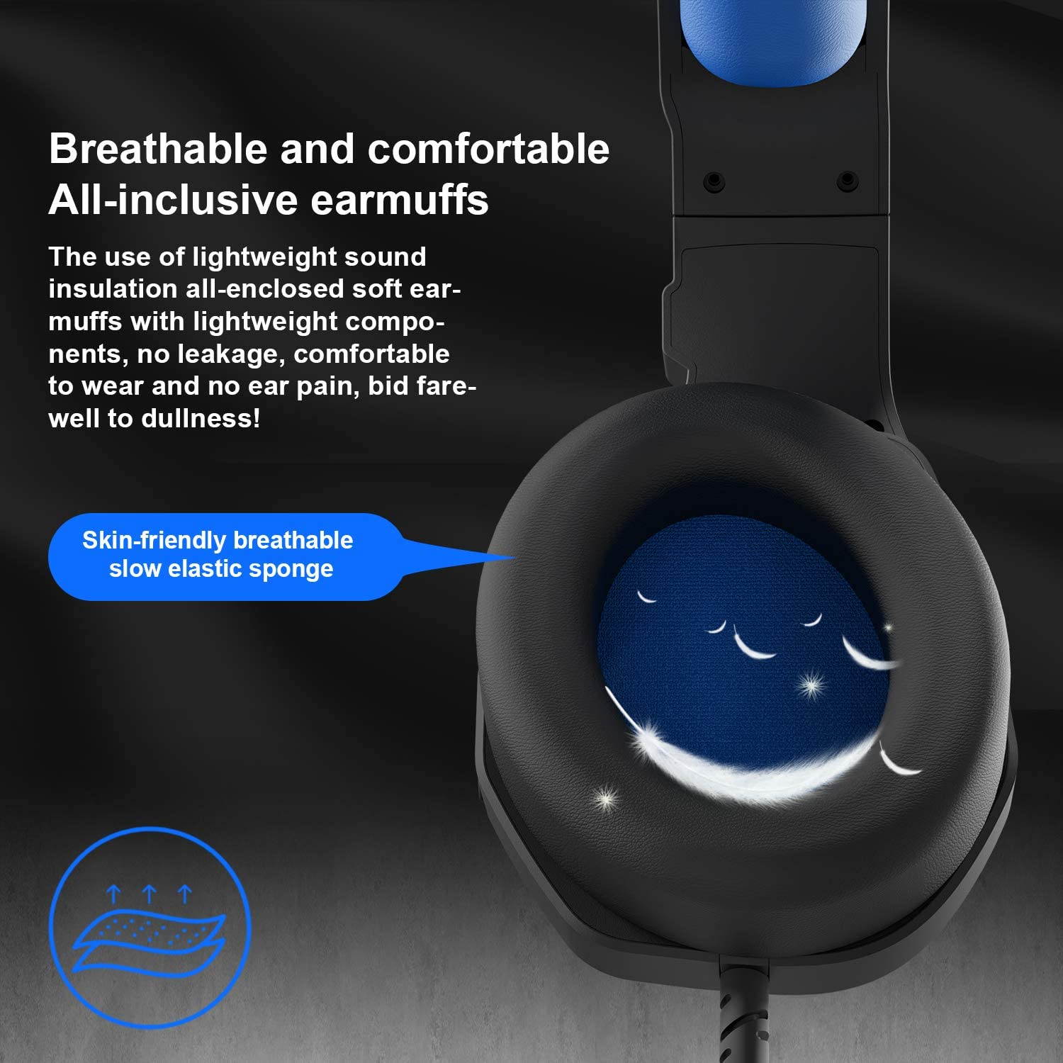 Gaming Headset,3.5mm Blue Gaming Headset,MH602 PS4 Headset for PC, Laptop, Xbox One, Mac, iPad, Nintendo Switch Games, Computer Game Gamer Over Ear Flexible Microphone Volume Control with Mic