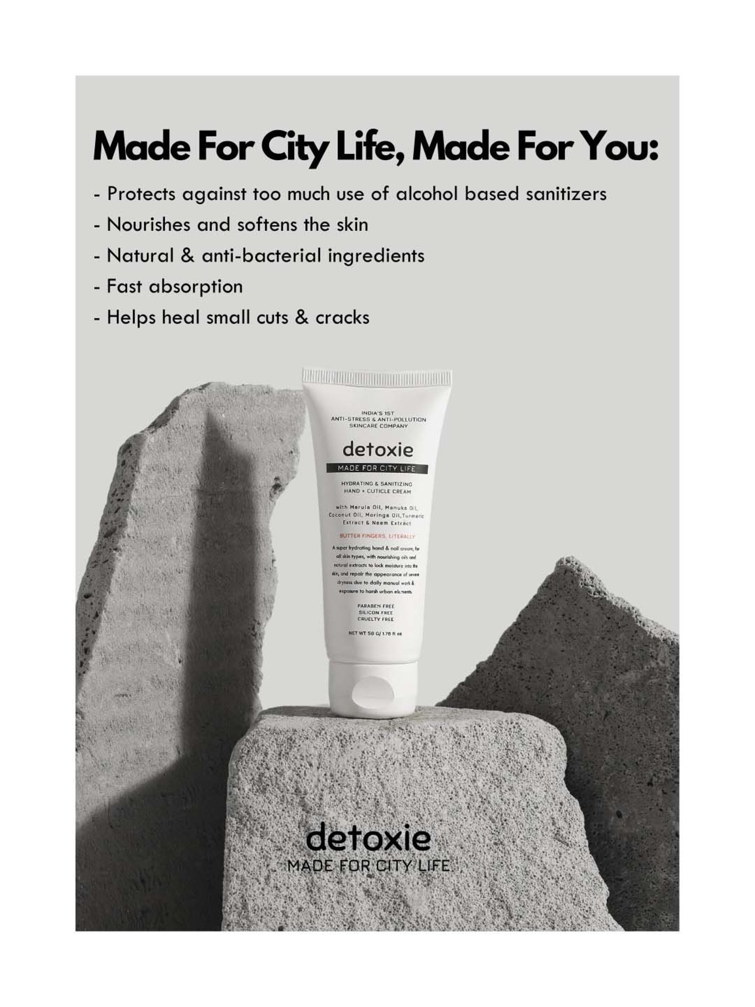 Detoxie Hydrating & Sanitizing Hand & Cuticle Cream - 50 gm