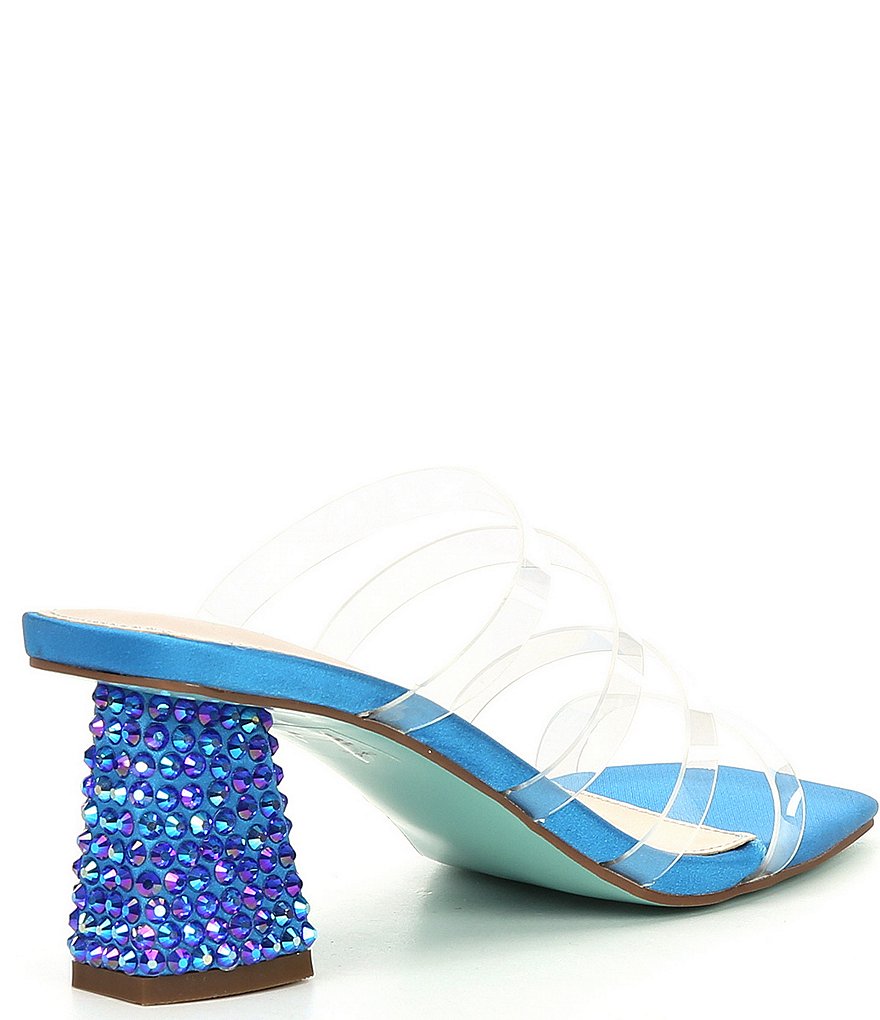 Blue by Betsey Johnson Capri Clear Banded Rhinestone Dress Sandals