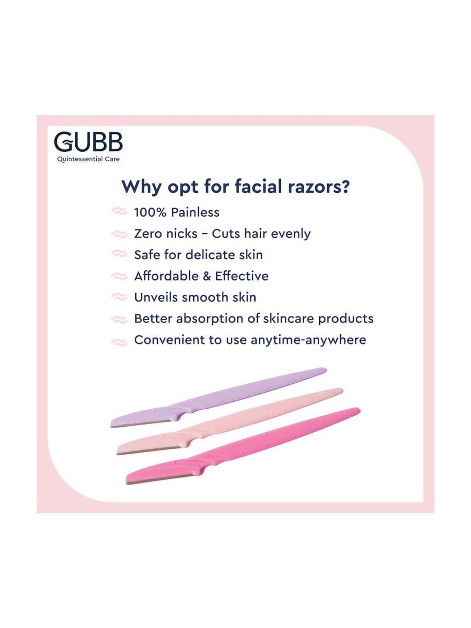 GUBB Face & Eyebrow Razor (Pack of 3)