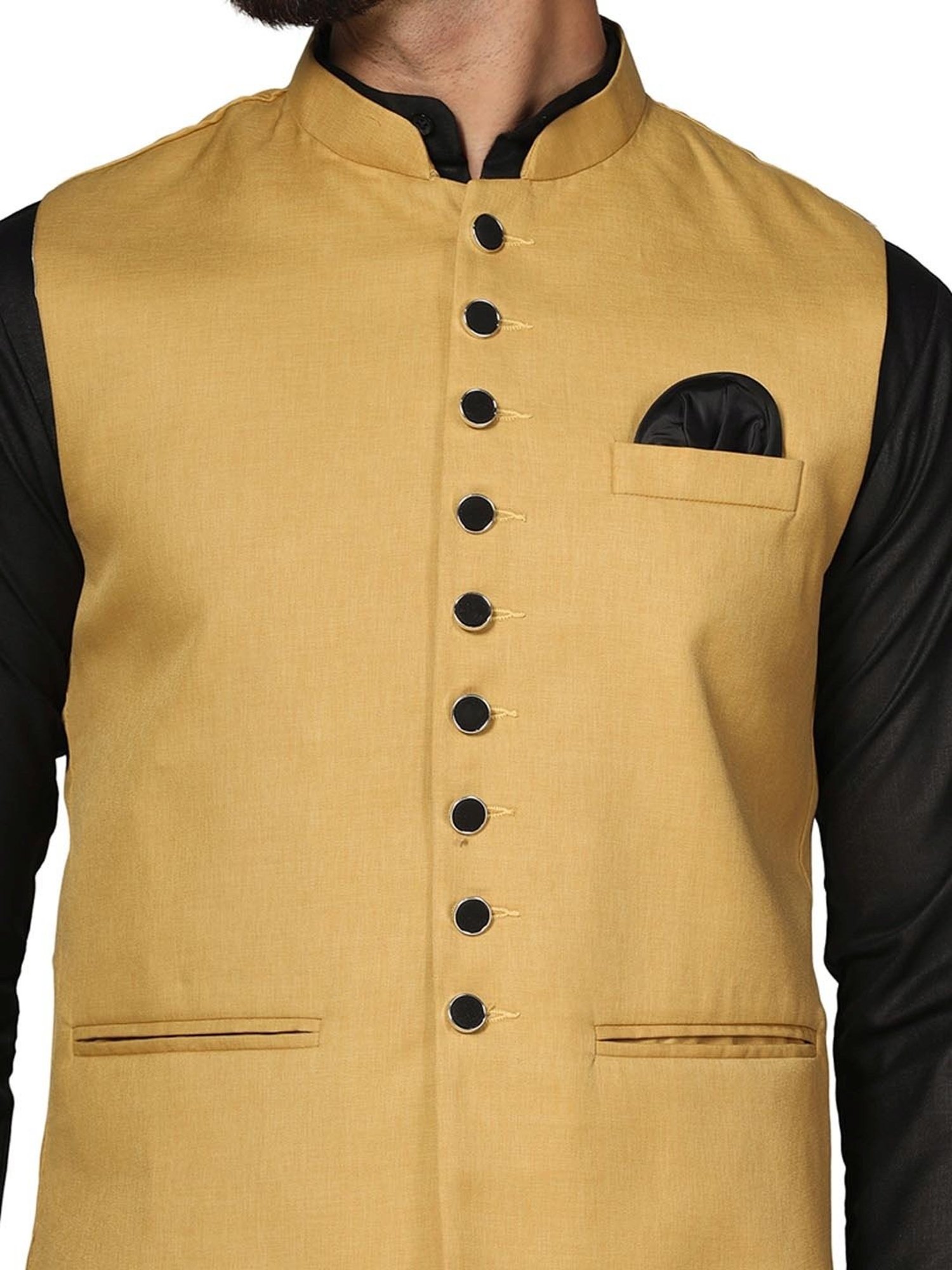 TAHVO Gold  Slim Fit Nehru Jacket