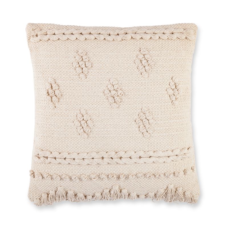 Lone Elm Studios 18"L X 18"W Cotton Square Pillow, Ivory