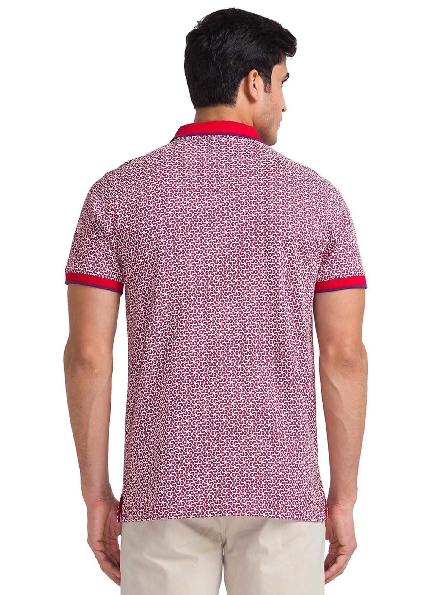 ColorPlus Red Tailored Fit Polo Printed T-Shirt