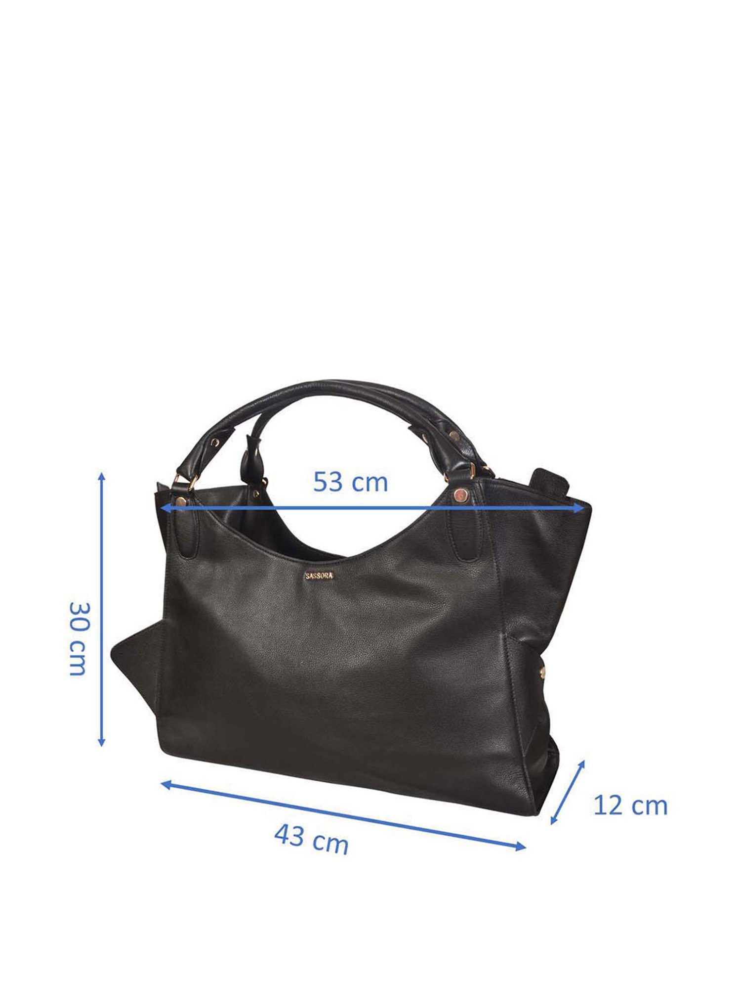 SASSORA Black Solid Medium Handbag