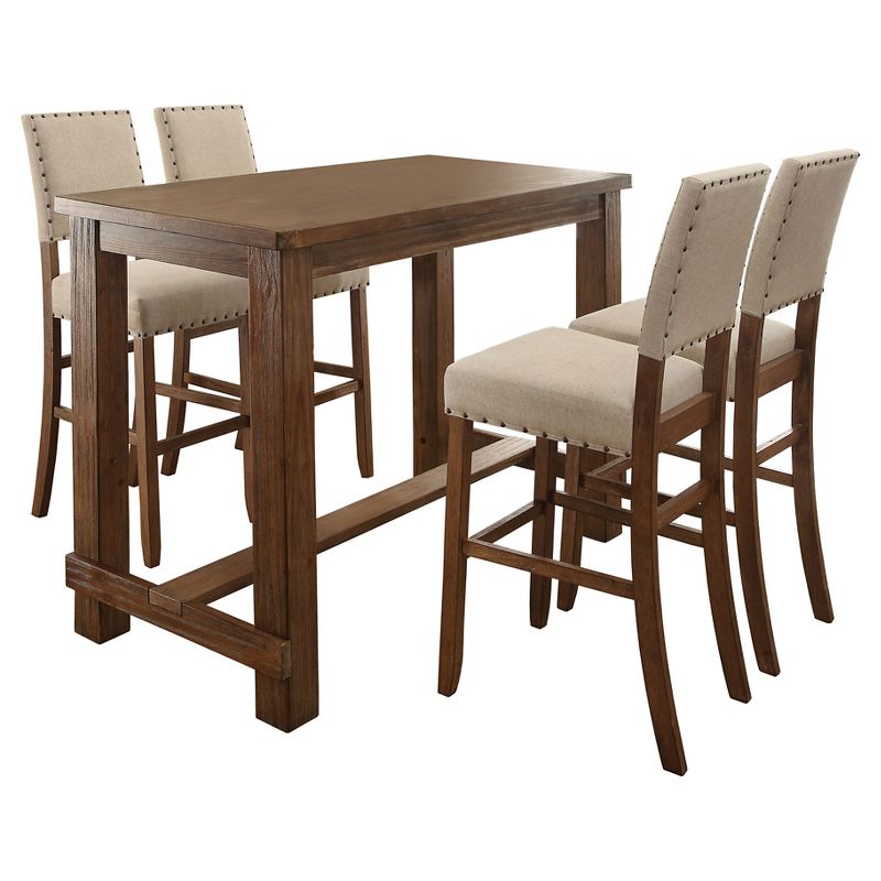 5pc Coya Rustic Bar Height Dining Set Natural - HOMES: Inside + Out