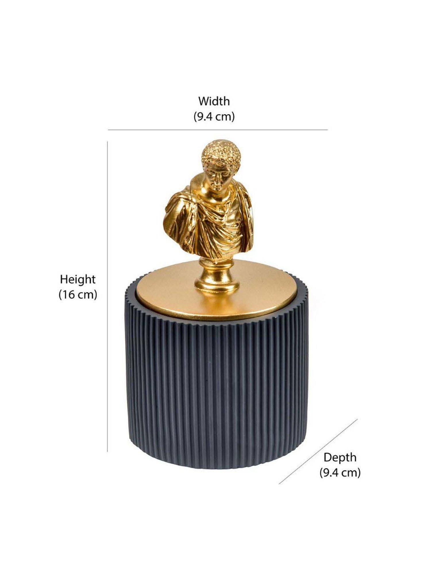 @home Grey & Gold Resin Fluted Design Mini Storage Box Organiser