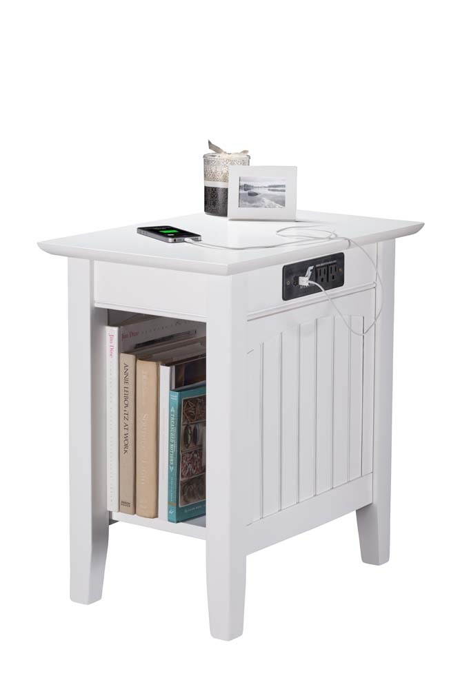 Atlantic Furniture AH13312 Nantucket Chair Side Table with Charger, White