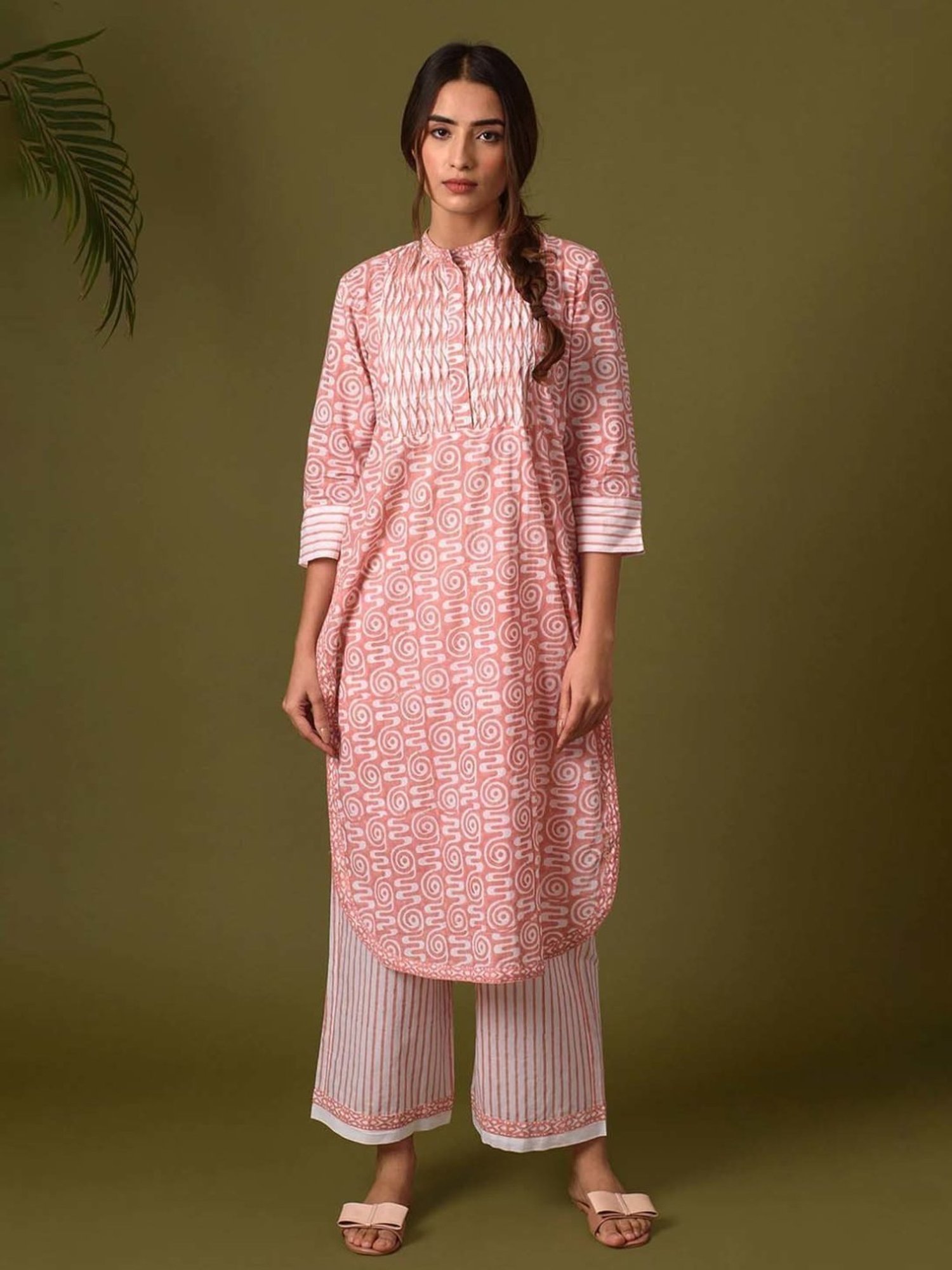 Prakriti Jaipur Phool Mandi Stripes Peach Pants