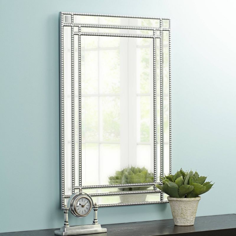 Noble Park Ravalli Silver 23" x 34 1/4" Beaded Wall Mirror