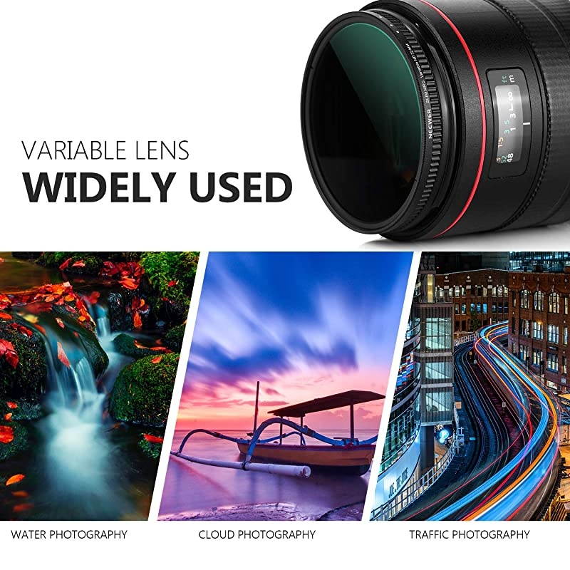 72mm Variable Fader ND Filter Neutral Density Variable Filter ND2 to ND32 15 Stop for Camera Lens + No Black Cross + Multilayer Coating + UltraThin Frame Design