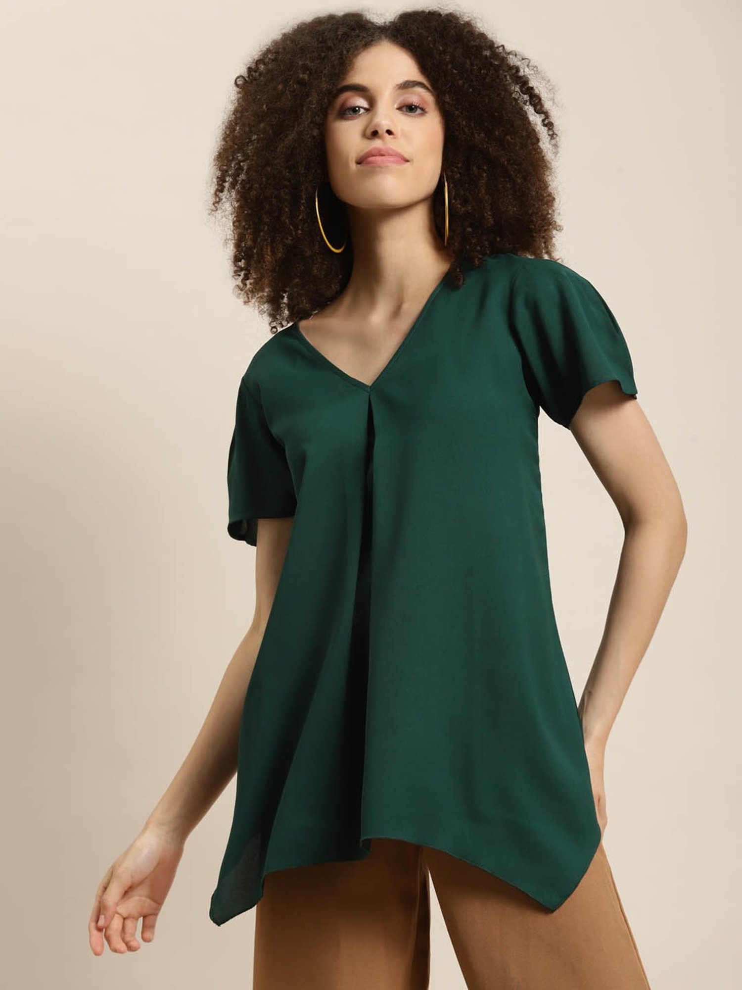 Qurvii Green Loose Fit Top