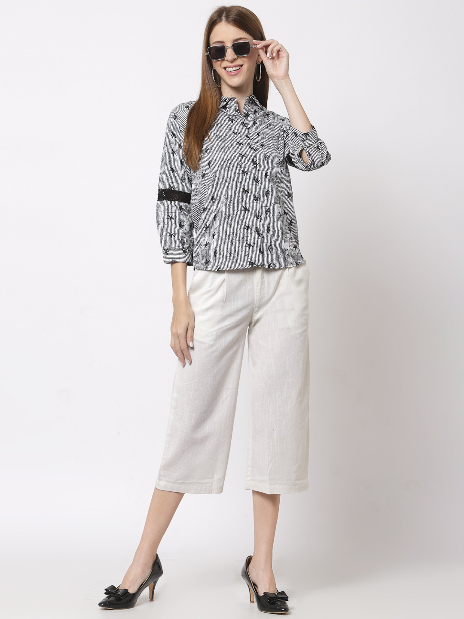 Juelle Black Printed Slim Fit Shirt