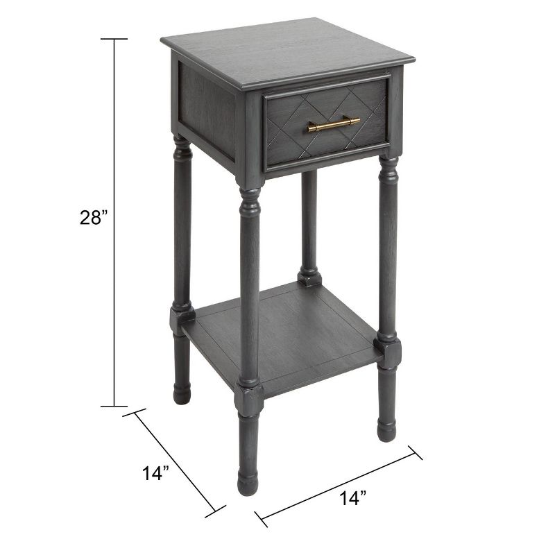 Square Accent Table with Shelf Gunmetal - Silverwood