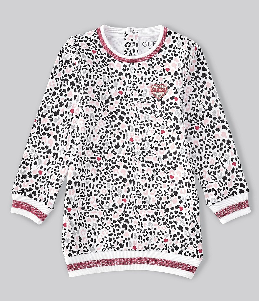 Guess Little Girls 2T-7 Long-Sleeve Foil Multi Printed Knit Sweater Dress