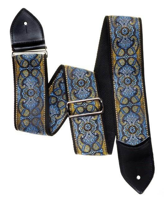 Jodi Head 2.5" Martin Paisley Sea Blue Guitar Strap with Leather Ends