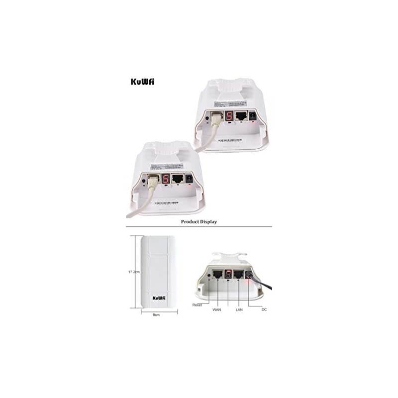 2Pack Long Range WiFi Extender Outdoor Wireless Bridge 24GHz 300Mbps Preconfigured Nano Station Indoor Outdoor Point to Point Wireless Bridge Client BridgeCPE Support 24V POE PrePairing