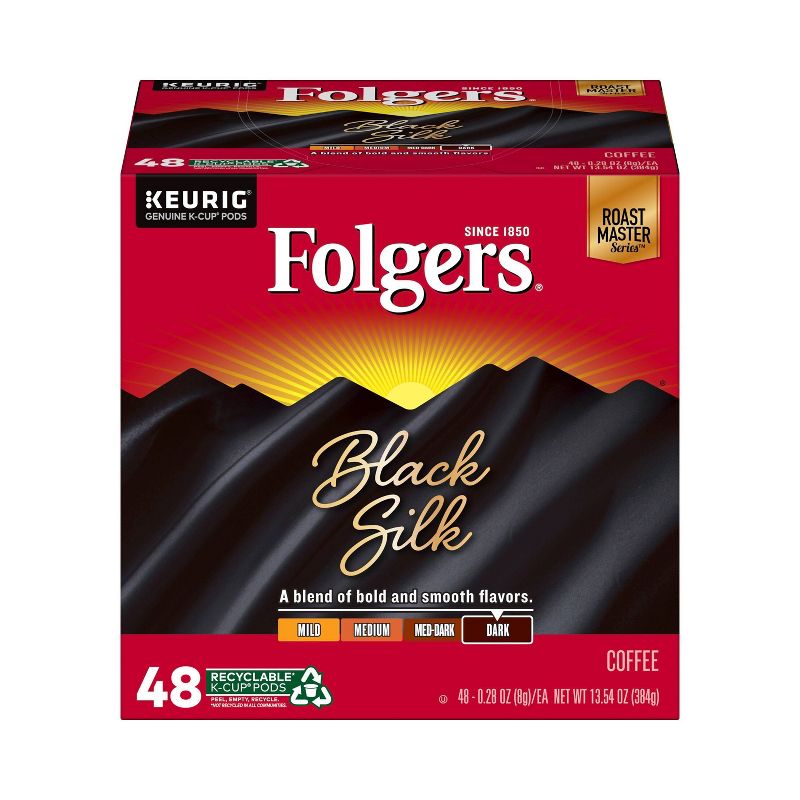 Folgers Black Silk Medium Roast Coffee - Keurig K-Cup Pods - 48ct