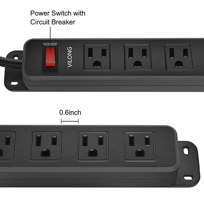 Outlets Power Strip 82 Ft 14AWG Cord Straight Plug for Commercial Industrial School and Home15A 125V 1875W Black