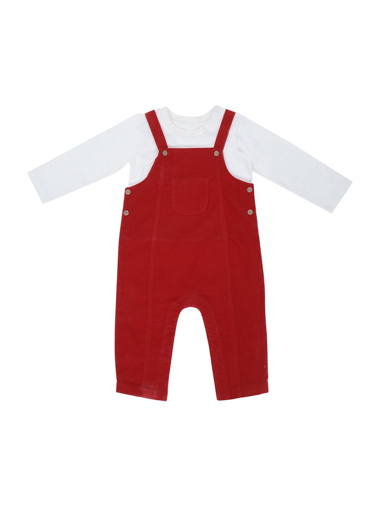 Haus & Kinder Kids Nicolas White & Red Cotton Regular Fit Full Sleeves T-Shirt Set