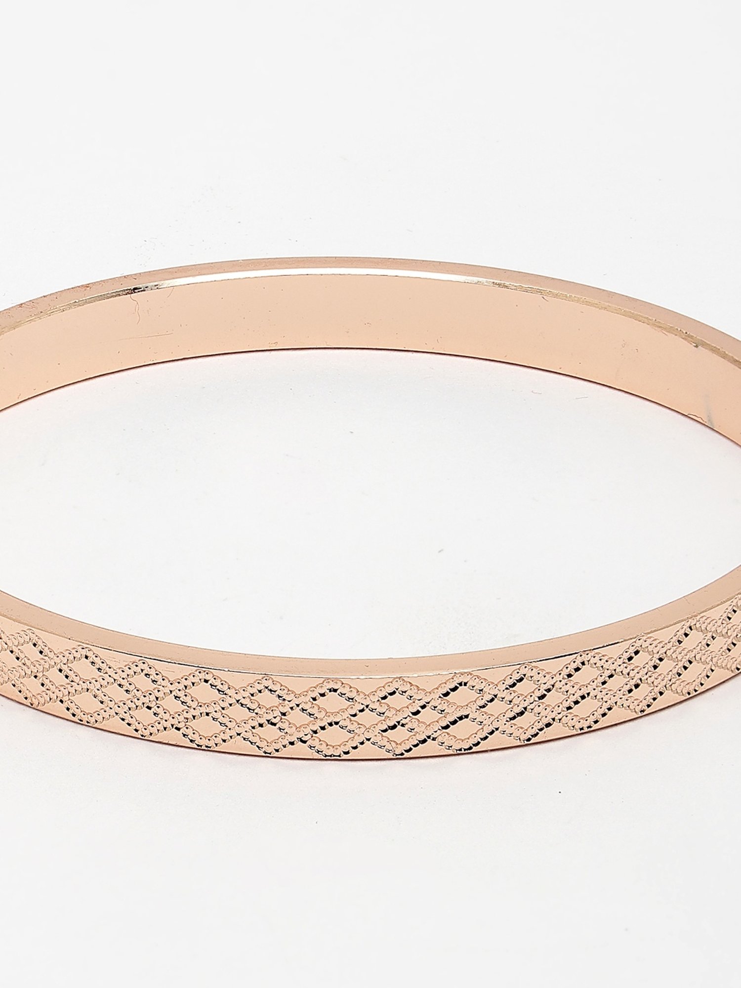 NVR Men Rose Gold Stainless Steel Kada Bracelet