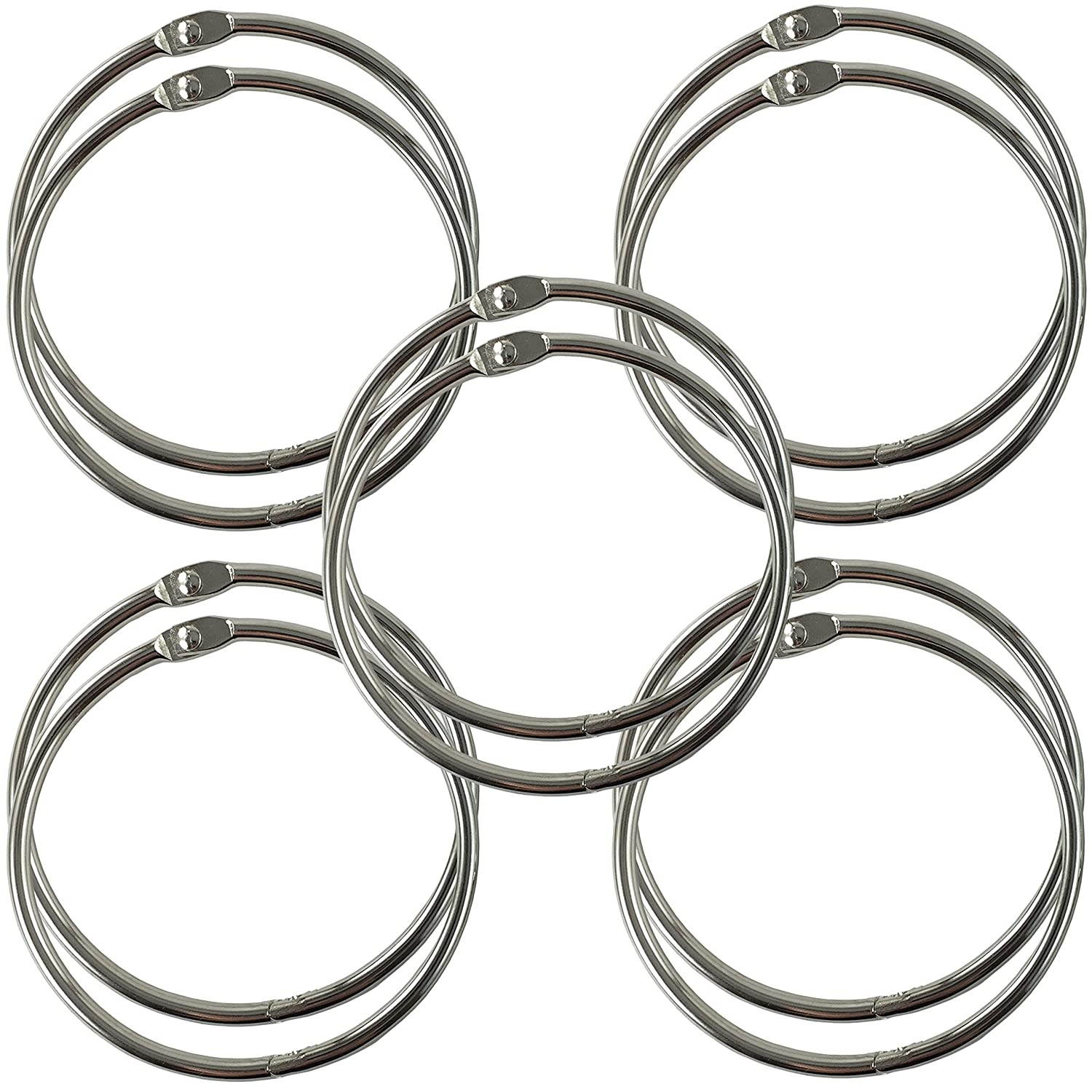 Clipco Book Rings Extra Large 3-Inch Nickel Plated (10-Pack)