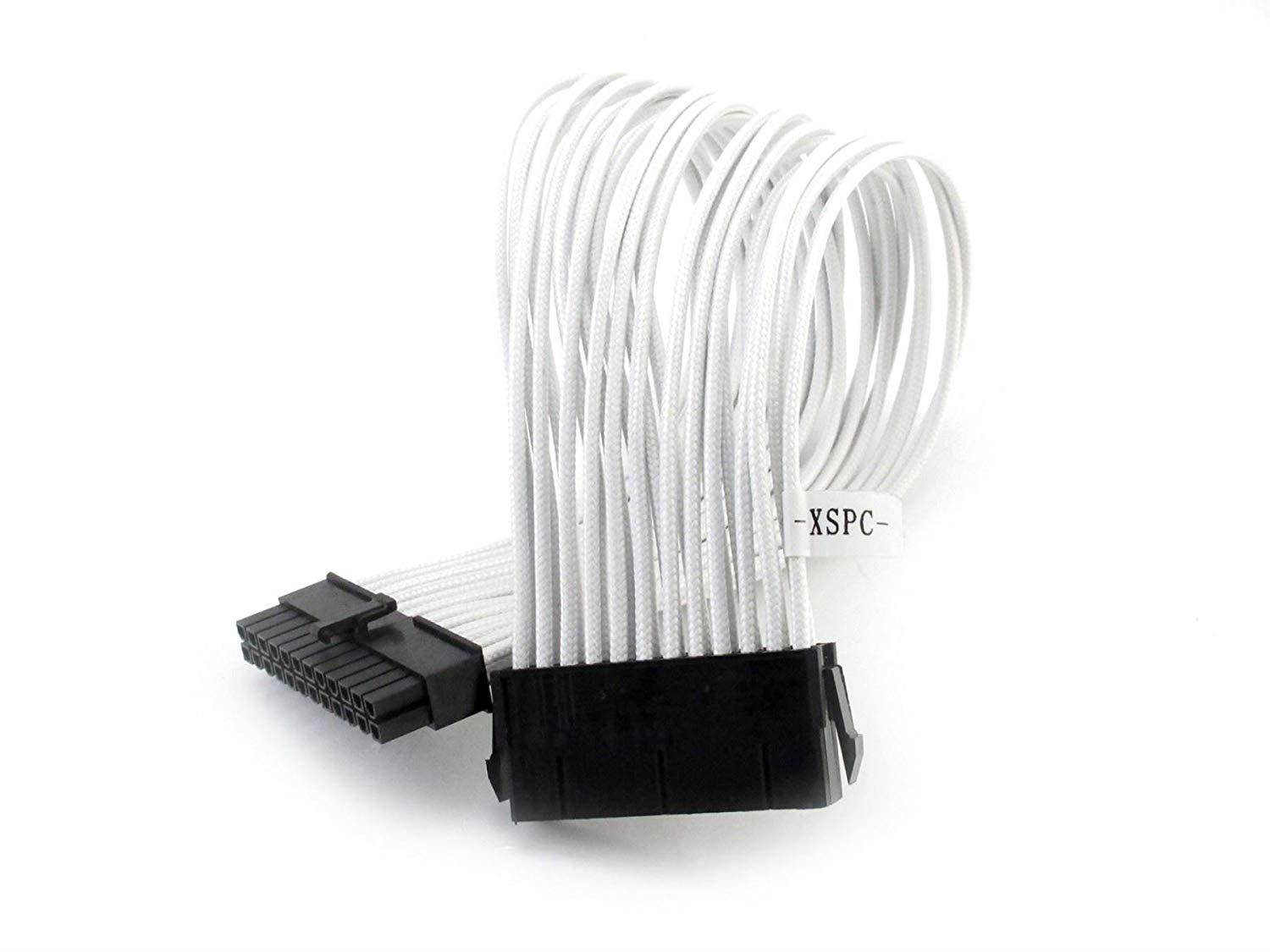 XSPC Premium Sleeved 24-Pin ATX Extension Cable, White