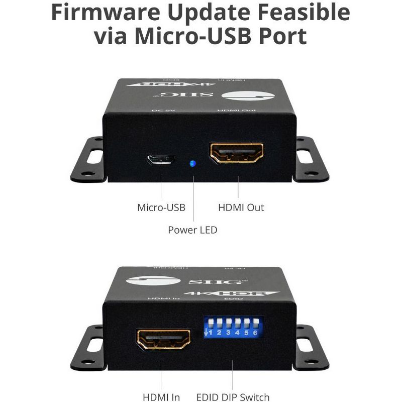 SIIG HDMI 2.0 EDID Emulator - Functions: Video Emulation - USB - Wall Mountable - TAA Compliant