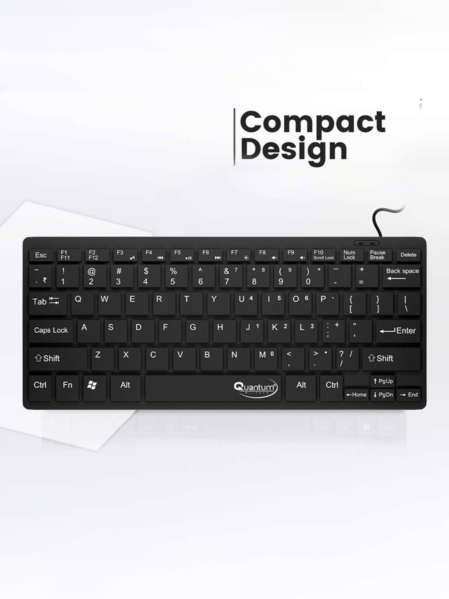 Quantum QHM 7307 Mini Wired USB Desktop Keyboard (Black)